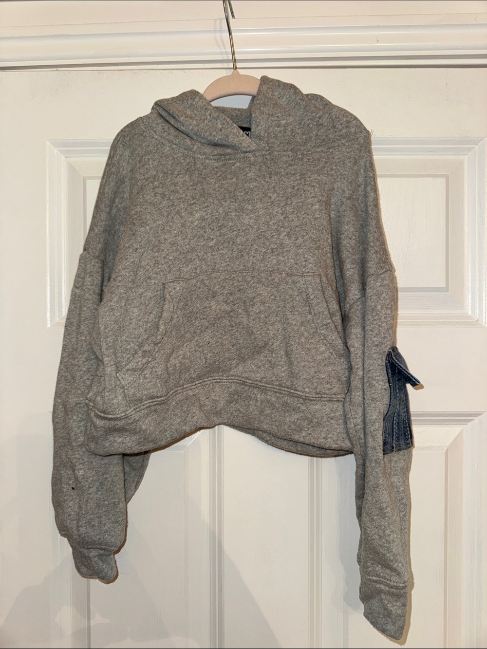 FBZ Gray Cropped Hoodie Sweatshirt - girls Casual Pullover